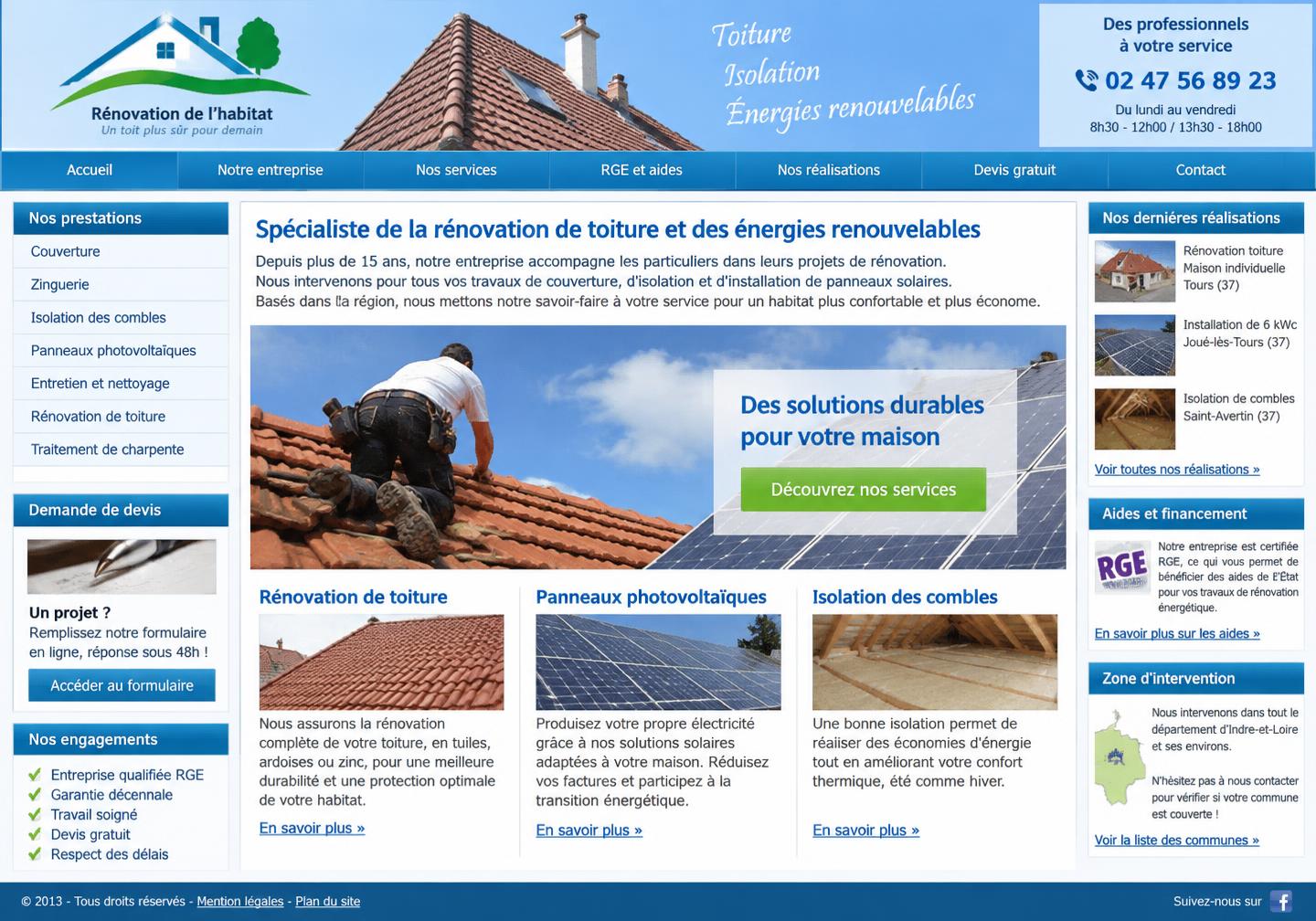 Exemple de site artisan avant refonte, avec une présentation datée